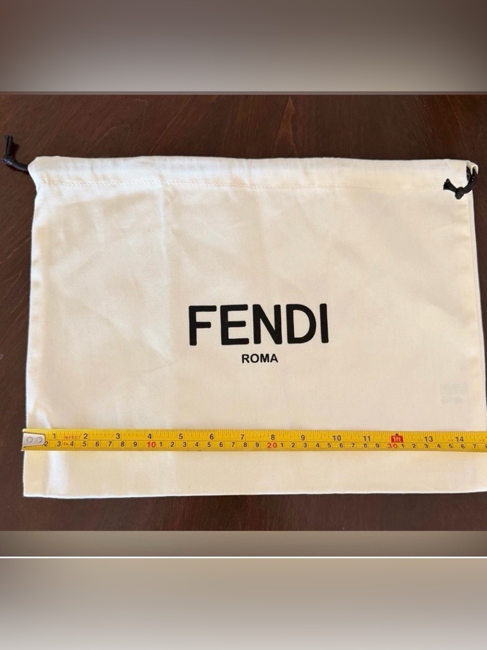 Fendi White Canvas Logo Dust bag with Black logo 15x11 - Picture 2 of 2